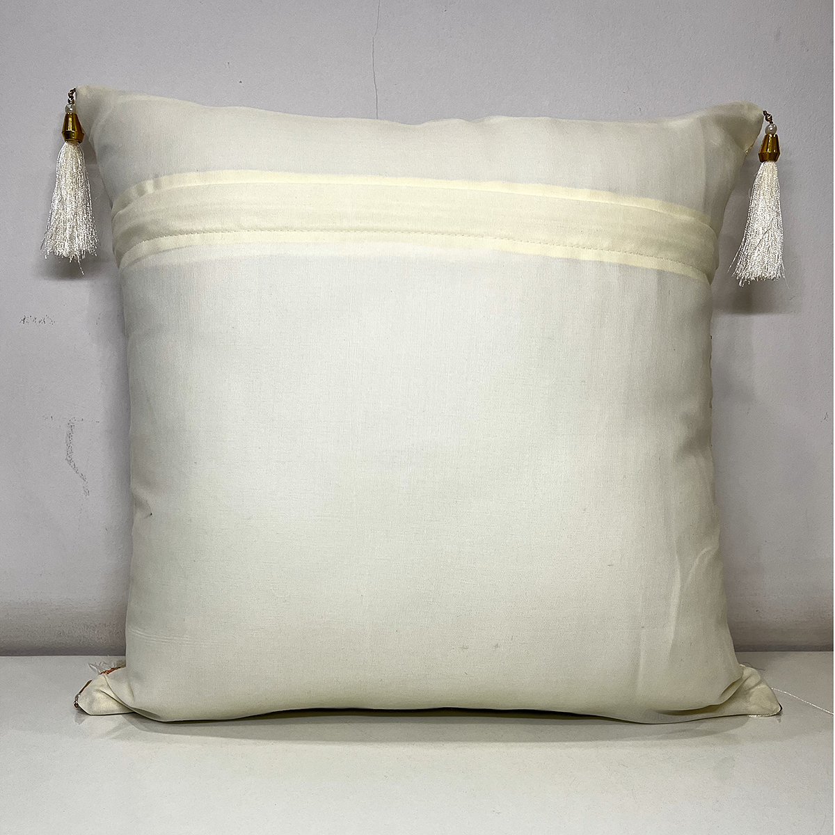 Embroidered Zara cushion cover, back view